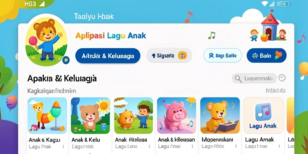 Antarmuka H03 yang ceria dan penuh warna untuk Lagu Anak.