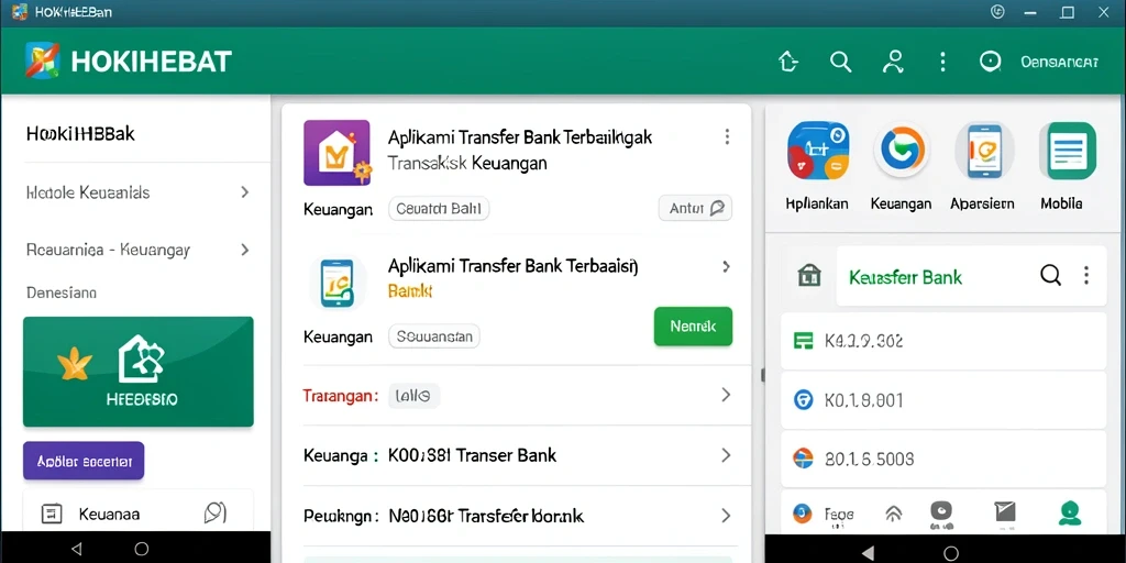 Tampilan antarmuka HOKIHEBAT yang mudah digunakan untuk transfer bank.