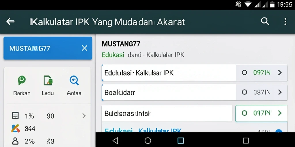 Tampilan antarmuka aplikas Kalkulator IPK MUSTANG77 yang user-friendly.