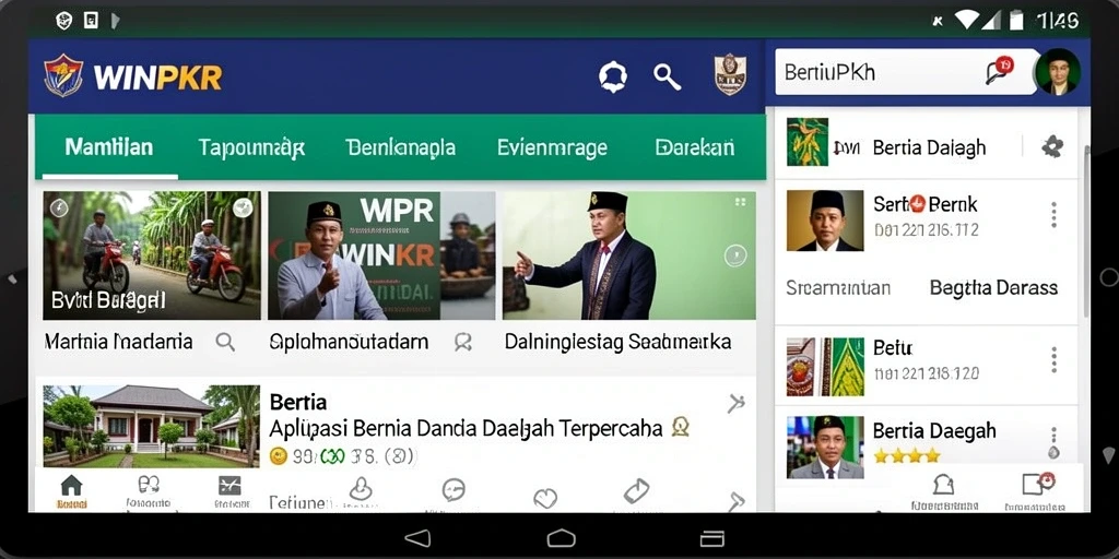 Antarmuka aplikasi WINPKR yang menampilkan berita daerah terkini.