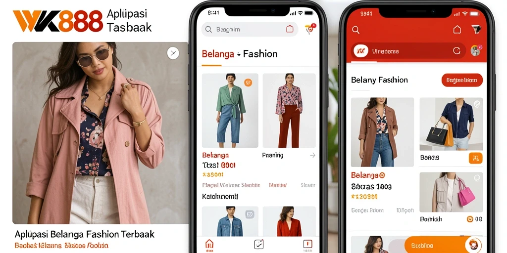 Tampilan antarmuka aplikasi WK888 dengan produk fashion terkini.